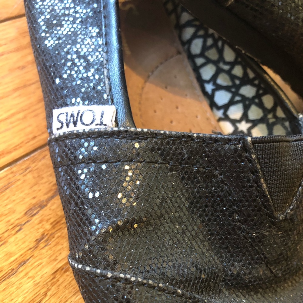 Toms black sparkle flats